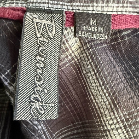 Burnside Men’s Plaid Button-Down Shirt Long Sleeve Western Black Gray - Picture 2 of 10